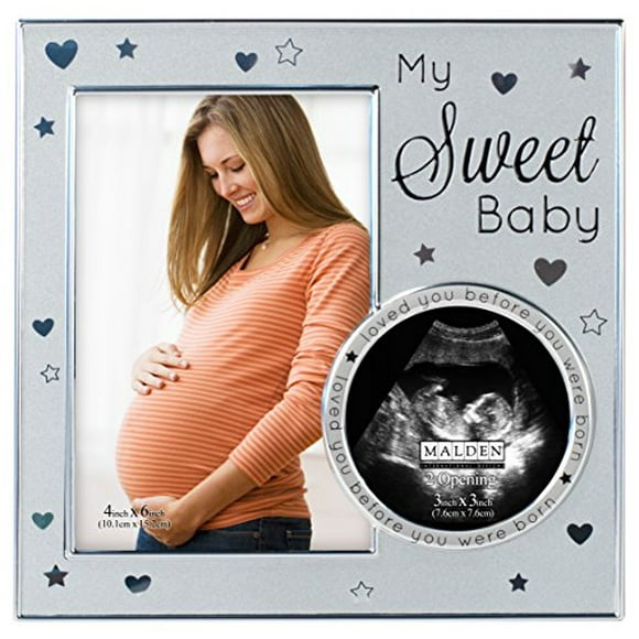 White 8280-46 4x6 Malden International Designs Baby Memories Baby Memoto Shadowbox Picture Frame 